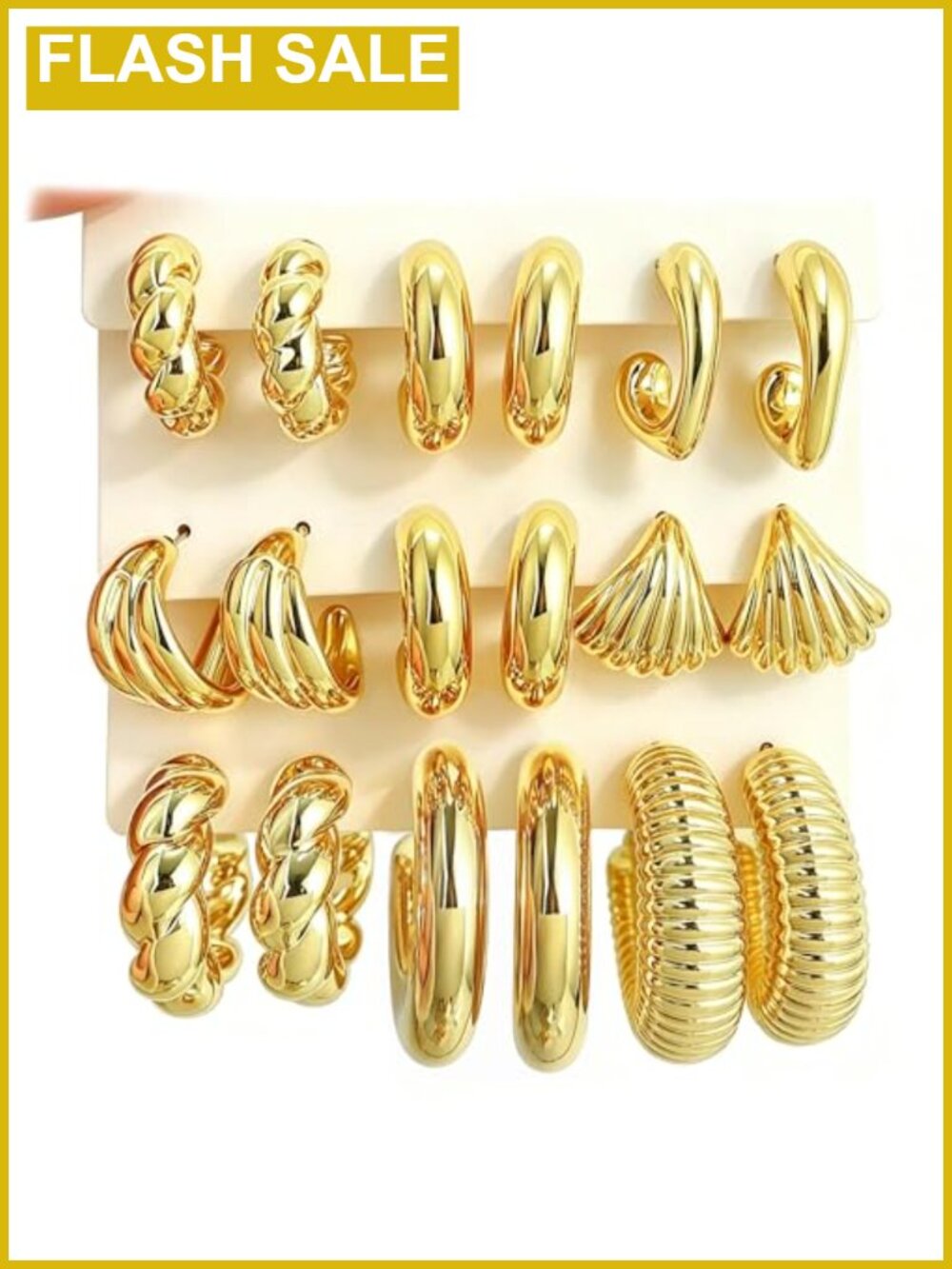 9 Pairs Gold Hoop Earrings for Women Hypoallergenic Lightweight Fashion Jewelry